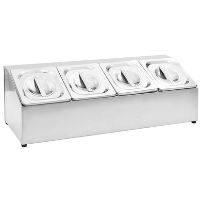 Supporto Gastronorm con 4 Contenitori GN 1/6 in Acciaio Inox - homemem39