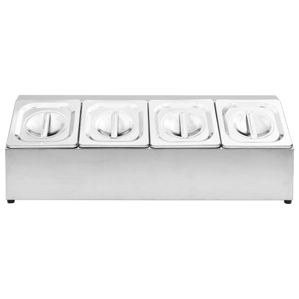 Supporto Gastronorm con 4 Contenitori GN 1/6 in Acciaio Inox - homemem39