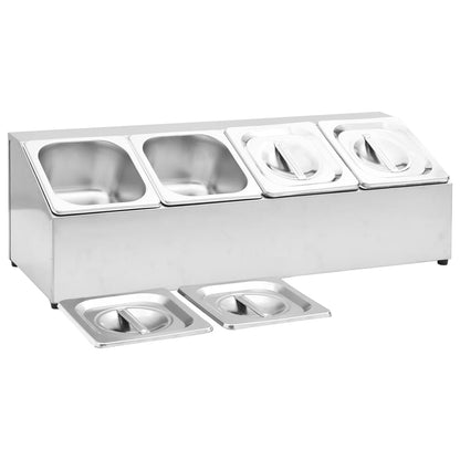 Supporto Gastronorm con 4 Contenitori GN 1/6 in Acciaio Inox - homemem39