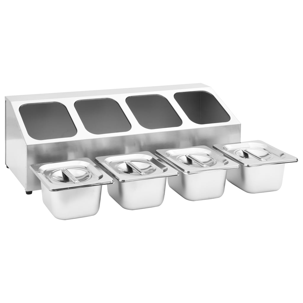 Supporto Gastronorm con 4 Contenitori GN 1/6 in Acciaio Inox - homemem39