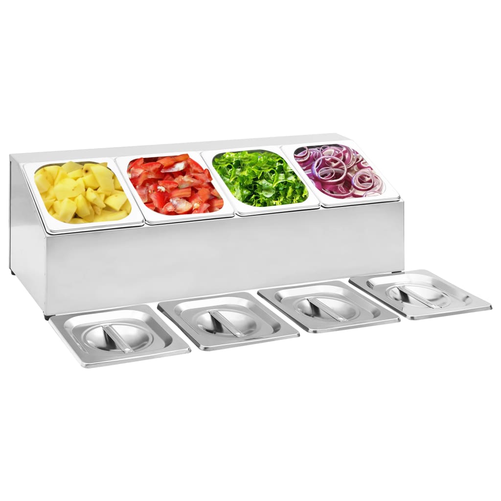 Supporto Gastronorm con 4 Contenitori GN 1/6 in Acciaio Inox - homemem39