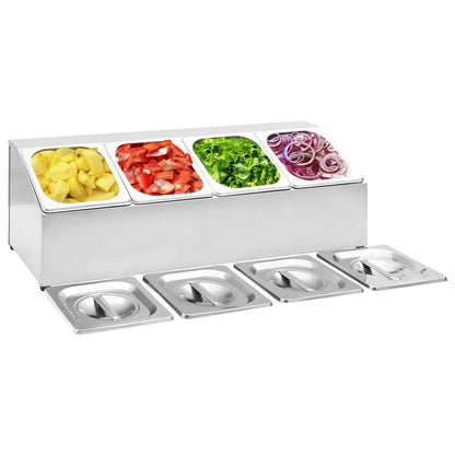 Supporto Gastronorm con 4 Contenitori GN 1/6 in Acciaio Inox - homemem39