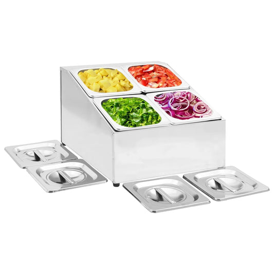 Supporto Gastronorm con 4 Contenitori GN 1/6 in Acciaio Inox - homemem39