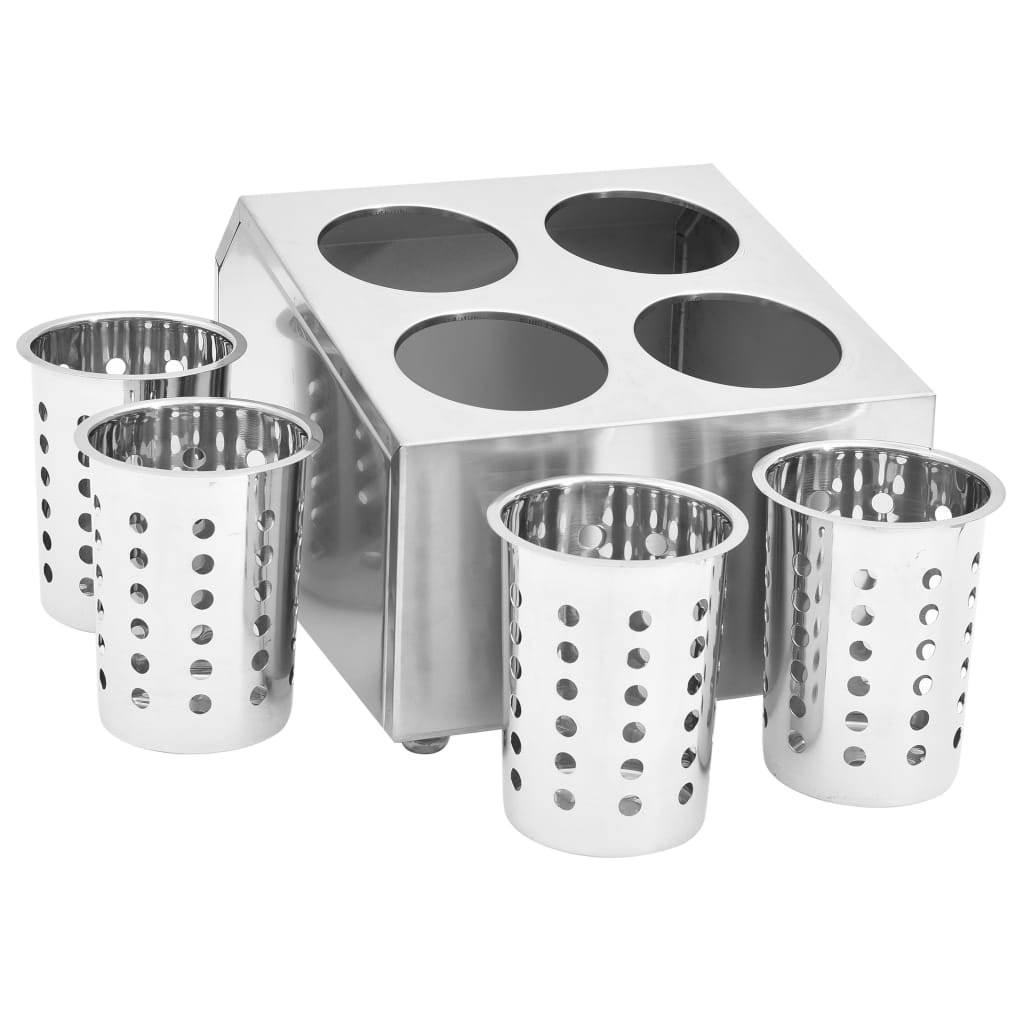 Portaposate con 4 Inserti Quadrato in Acciaio Inox - homemem39