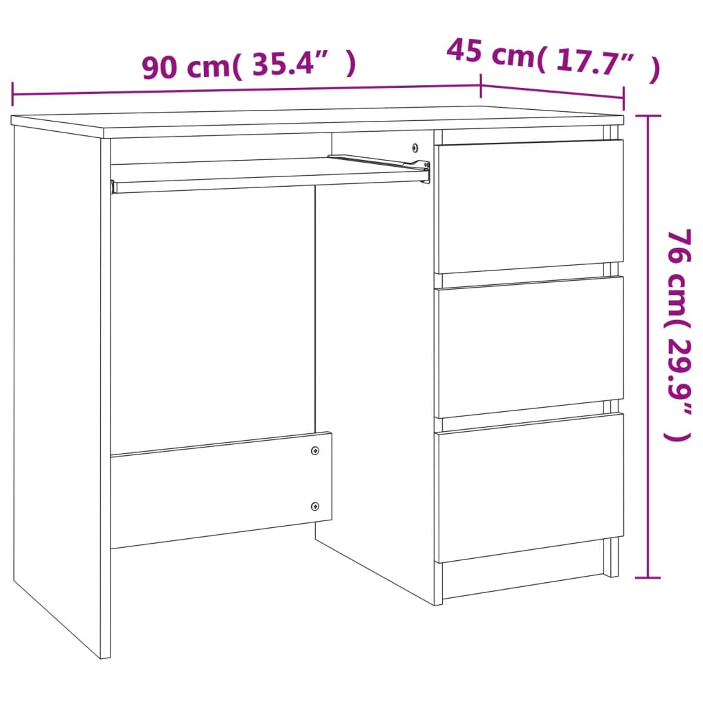 Scrivania Bianca 90x45x76 cm in Legno Multistrato - homemem39