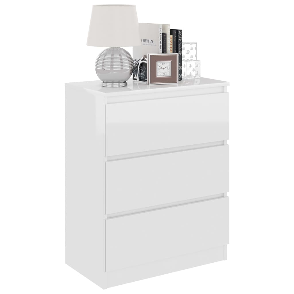 Credenza Bianco Lucido 60x35x76 cm in Legno Compensato - homemem39