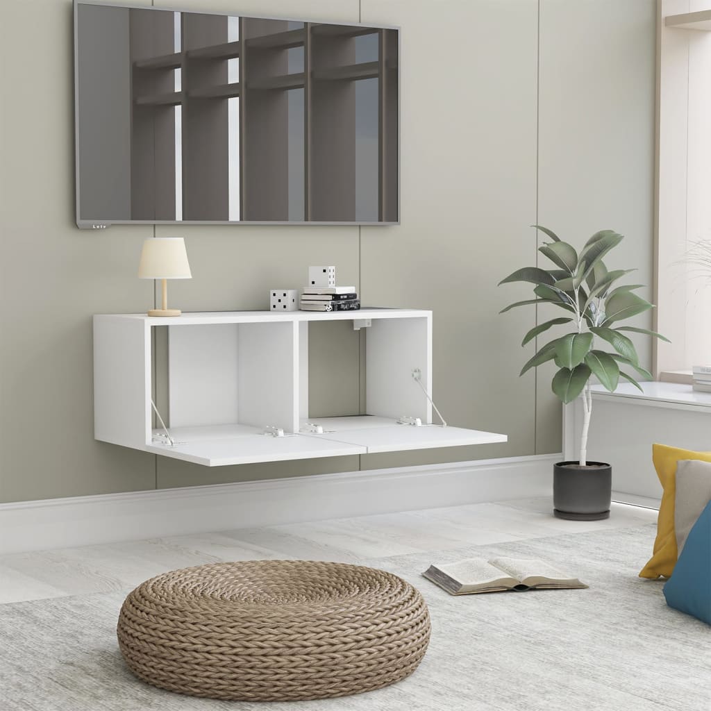 Mobile Porta TV Bianco 80x30x30 cm in Legno Multistrato - homemem39