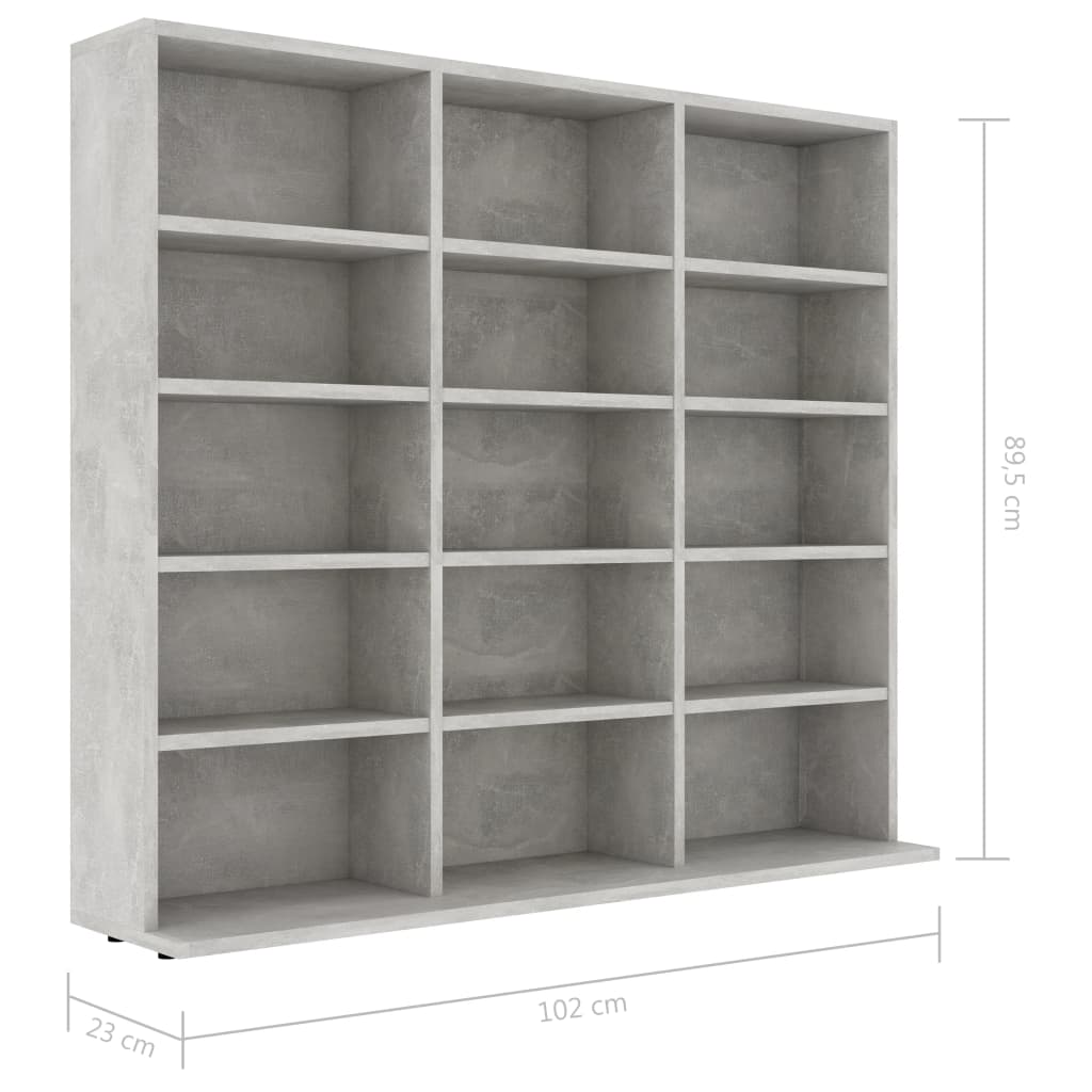 Mobile Porta CD Grigio Cemento 102x23x89,5 cm Legno Multistrato - homemem39