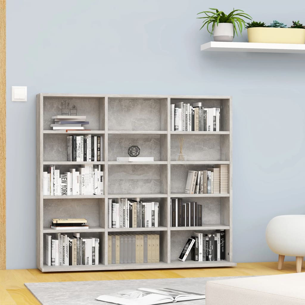 Mobile Porta CD Grigio Cemento 102x23x89,5 cm Legno Multistrato - homemem39