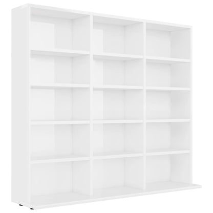 Mobile Porta CD Bianco Lucido 102x23x89,5 cm Legno Multistrato - homemem39