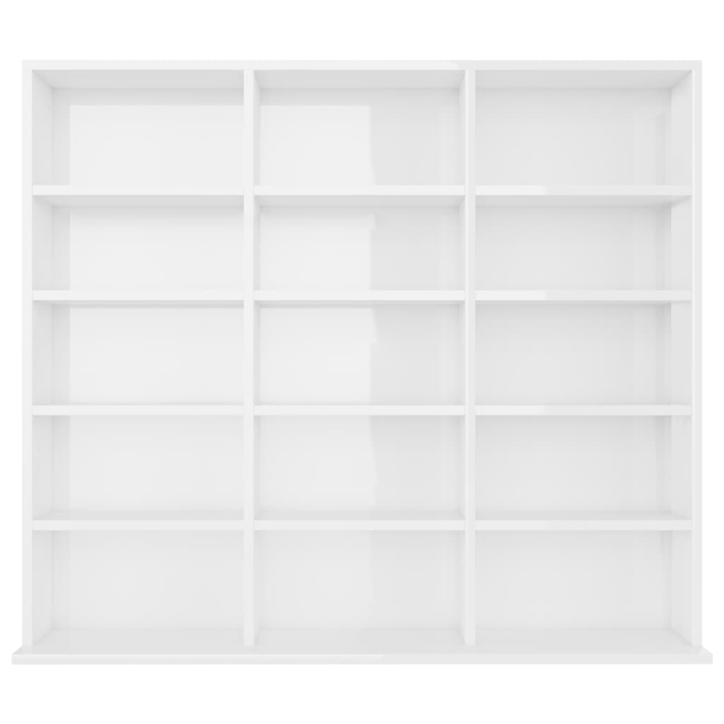 Mobile Porta CD Bianco Lucido 102x23x89,5 cm Legno Multistrato - homemem39