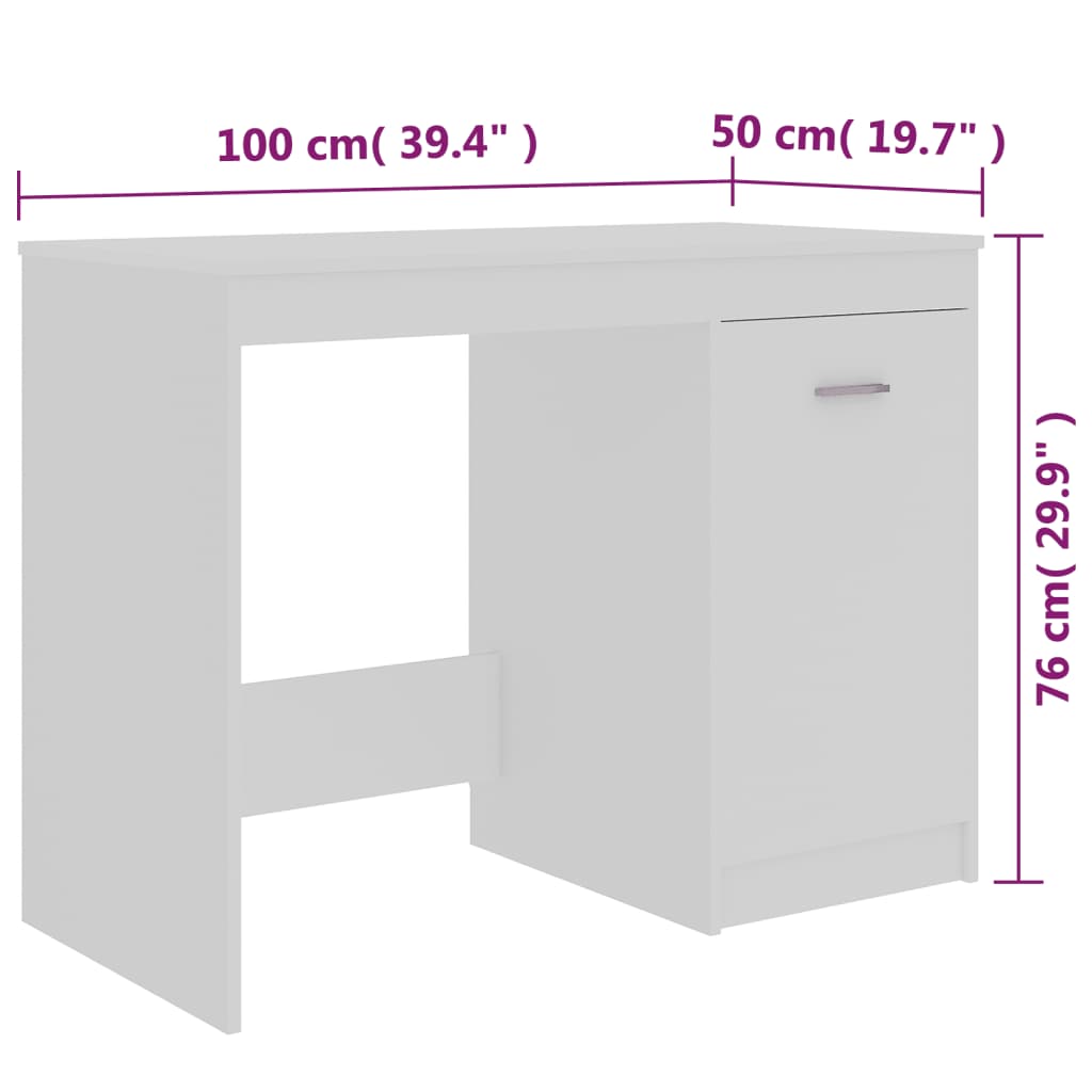 Scrivania Bianca 100x50x76 cm in Legno Multistrato - homemem39