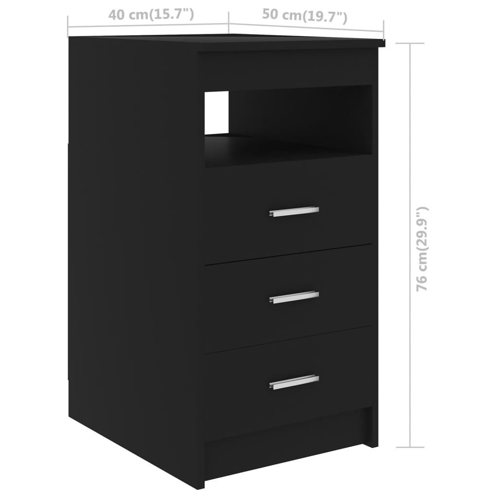 Cassettiera Nera 40x50x76 cm in Legno Multistrato - homemem39