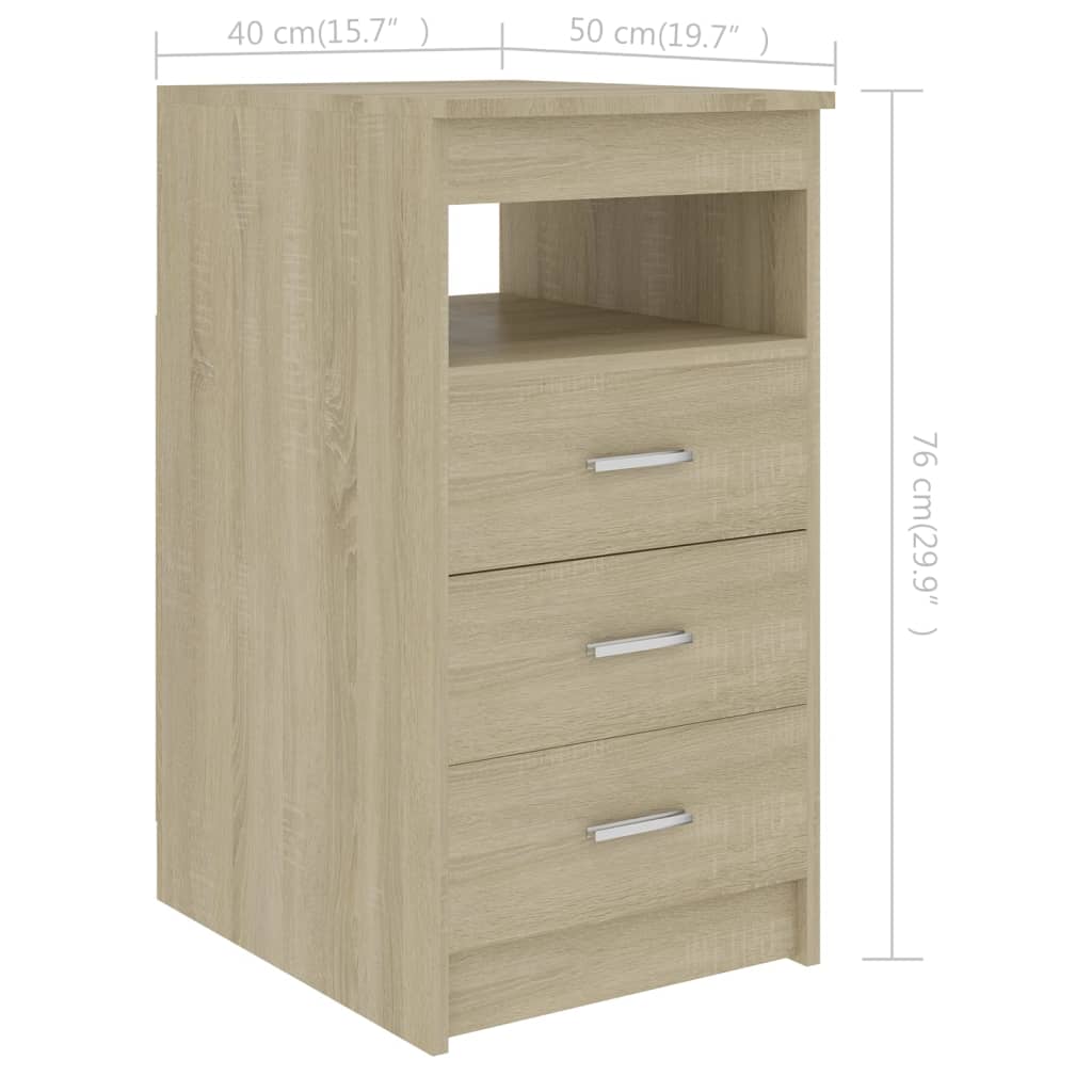 Cassettiera Rovere Sonoma 40x50x76 cm in Legno Multistrato - homemem39