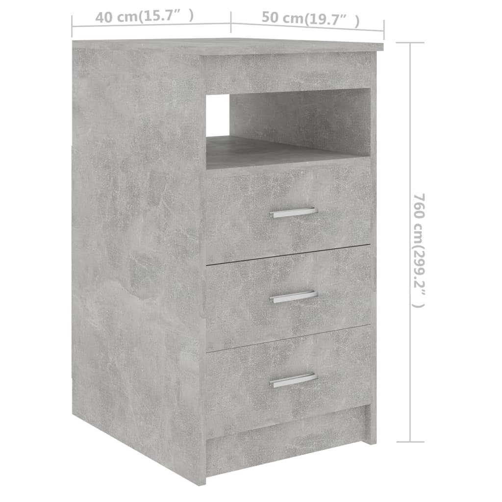 Cassettiera Grigio Cemento 40x50x76 cm in Legno Multistrato - homemem39