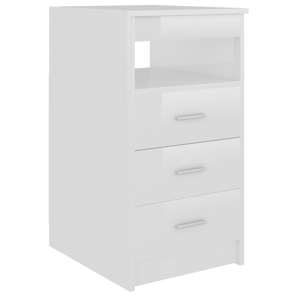 Cassettiera Bianco Lucido 40x50x76 cm in Legno Multistrato - homemem39