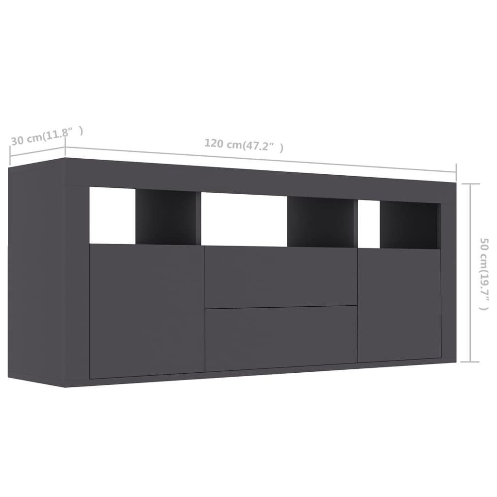 Mobile Porta TV Grigio 120x30x50 cm in Legno Multistrato - homemem39