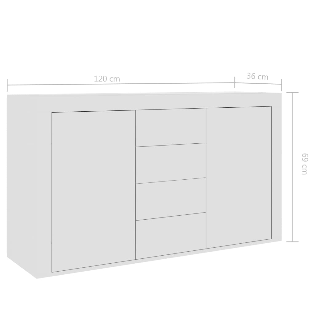 Credenza Bianca 120x36x69 cm in Truciolato - homemem39