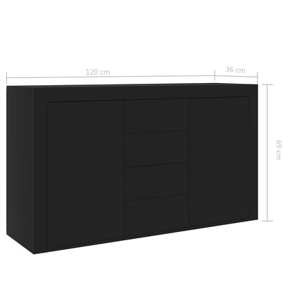 Credenza Nera 120x36x69 cm in Truciolato - homemem39