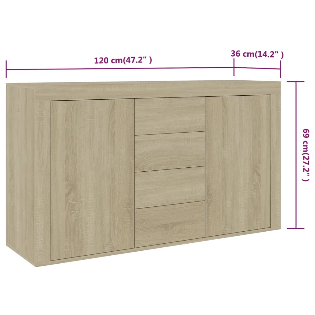 Credenza Rovere Sonoma 120x36x69 cm in Truciolato - homemem39