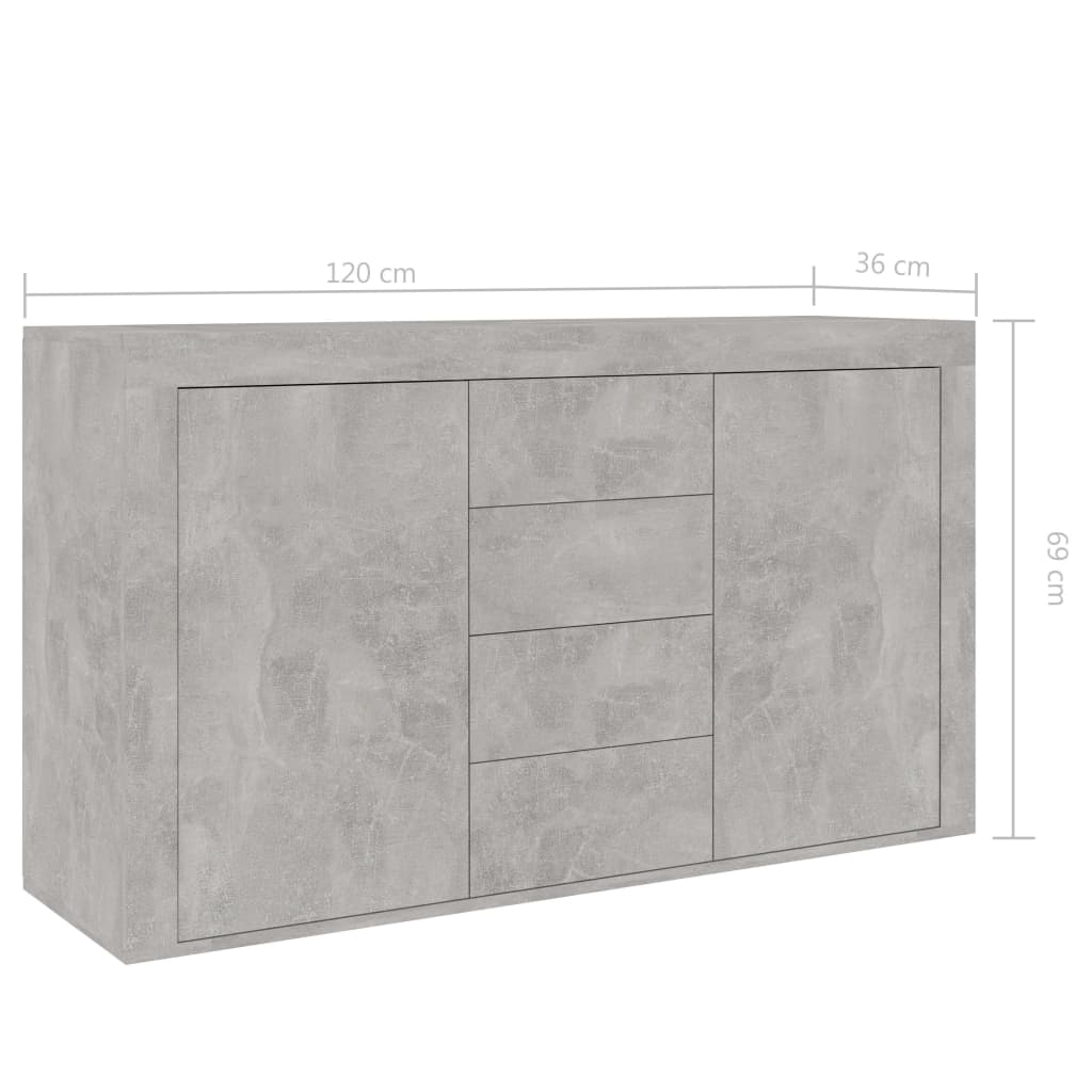 Credenza Grigio Cemento 120x36x69 cm in Truciolato - homemem39