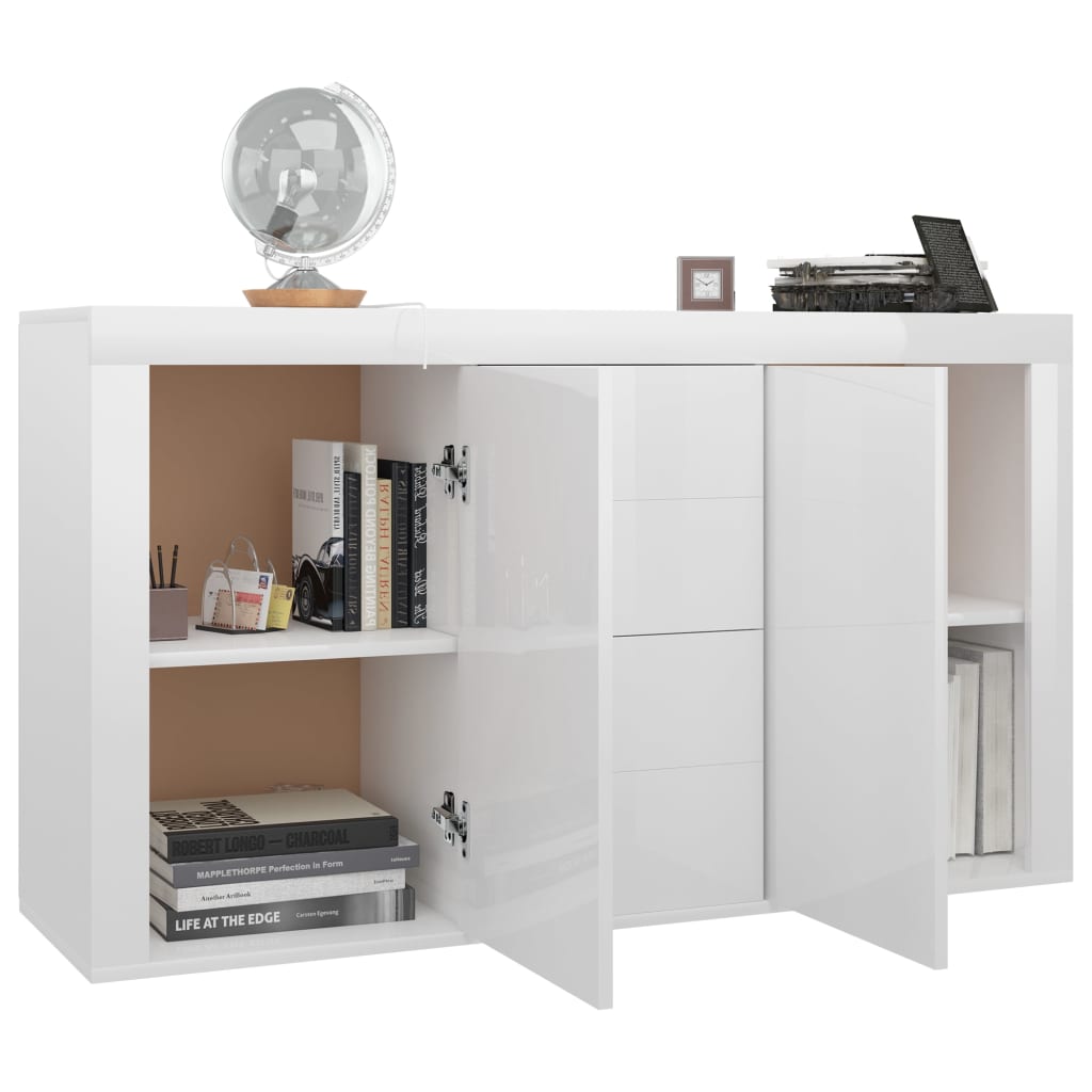 Credenza Bianco Lucido 120x36x69 cm in Truciolato - homemem39