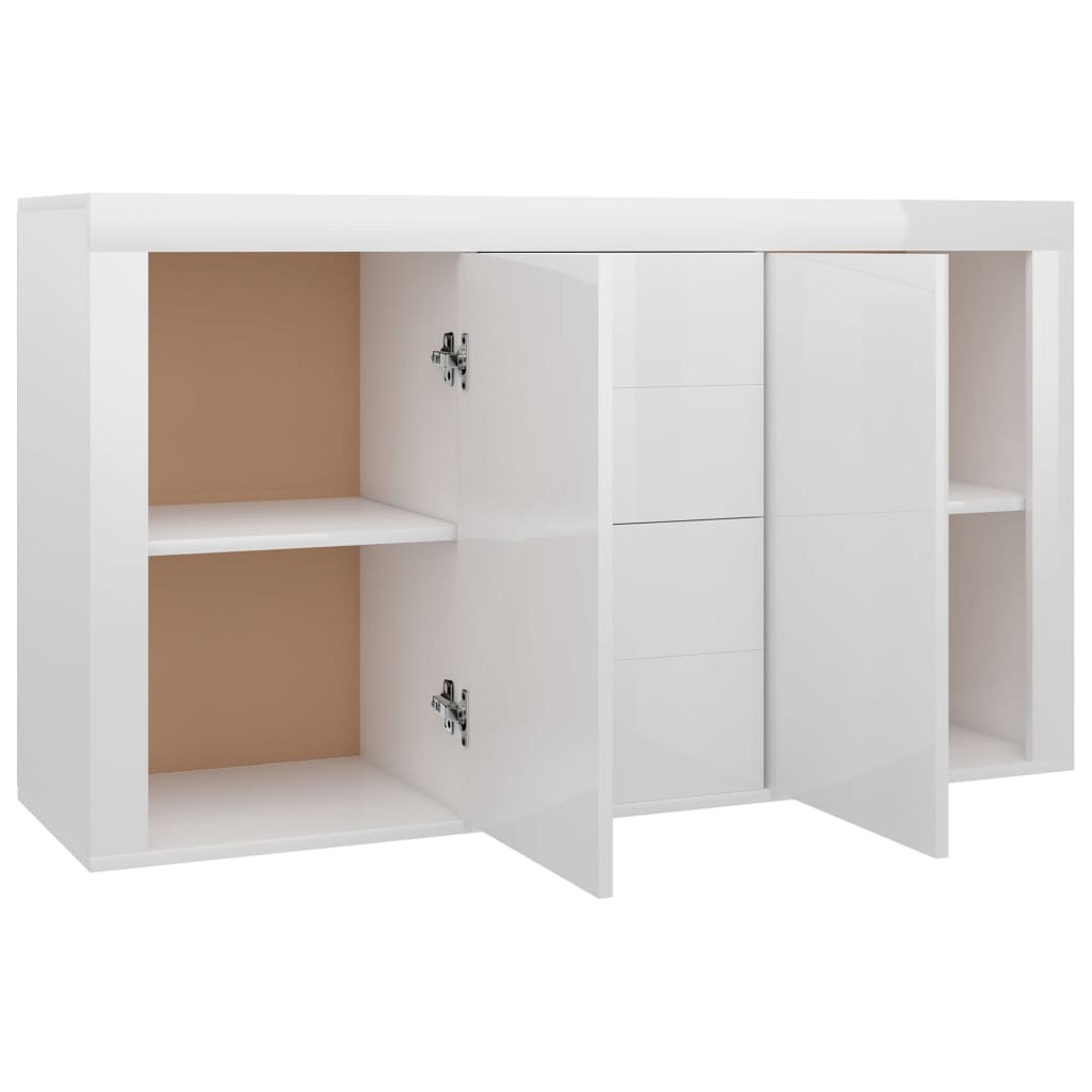 Credenza Bianco Lucido 120x36x69 cm in Truciolato - homemem39