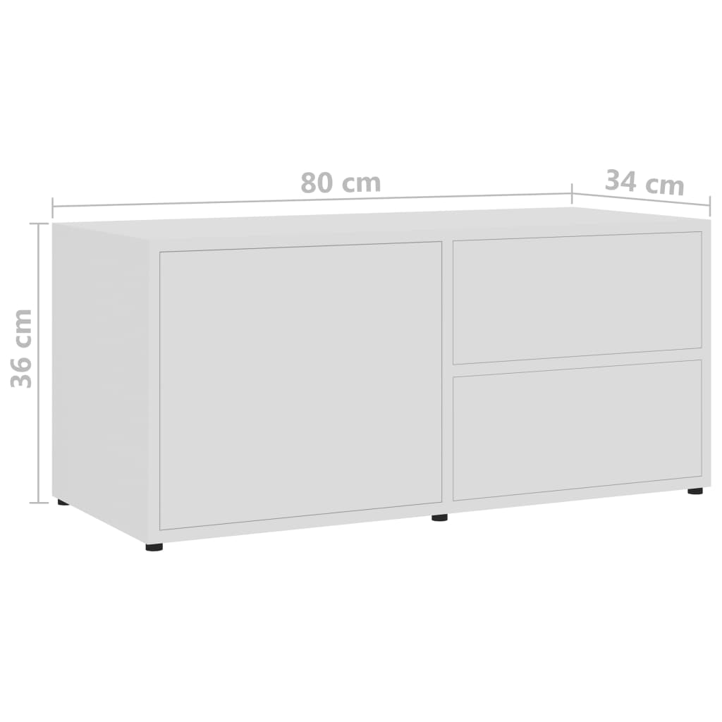 Mobile Porta TV Bianco 80x34x36 cm in Legno Multistrato - homemem39