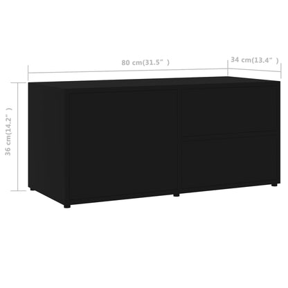 Mobile Porta TV Nero 80x34x36 cm in Legno Multistrato - homemem39