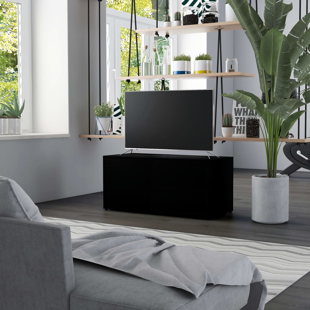 Mobile Porta TV Nero 80x34x36 cm in Legno Multistrato - homemem39