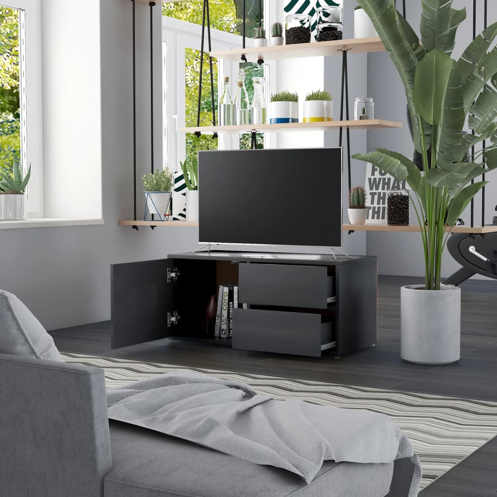 Mobile Porta TV Grigio 80x34x36 cm in Legno Multistrato - homemem39