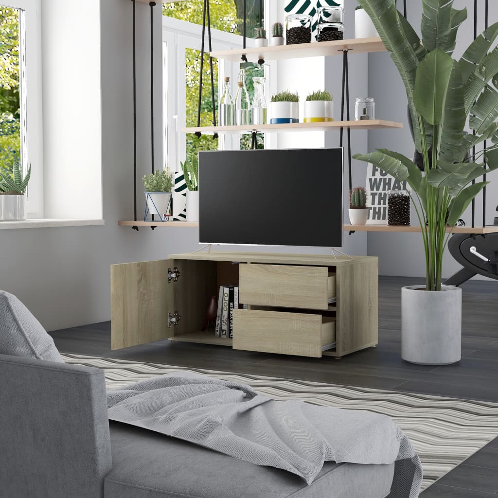 Mobile Porta TV Rovere Sonoma 80x34x36 cm in Truciolato - homemem39