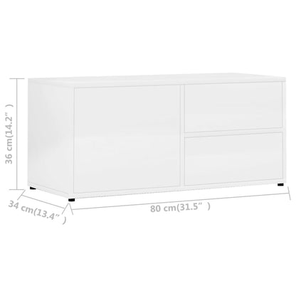 Mobile Porta TV Bianco Lucido 80x34x36 cm in Truciolato - homemem39