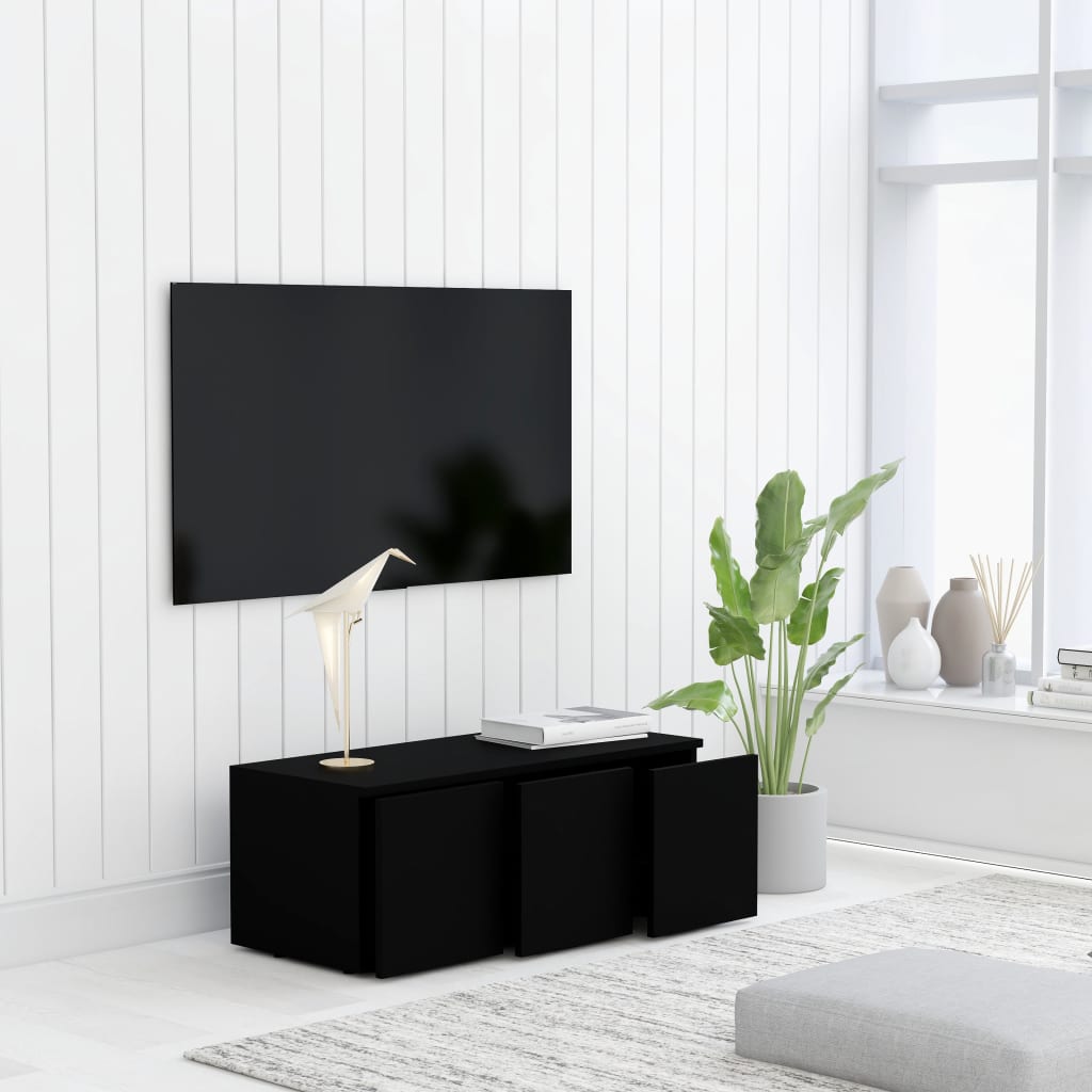 Mobile TV Nero 80x34x30 cm in Truciolato - homemem39