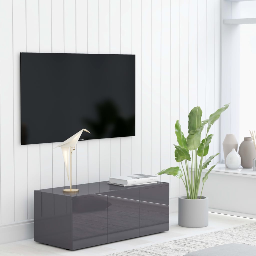 Mobile TV Grigio Lucido 80x34x30 cm in Truciolato - homemem39