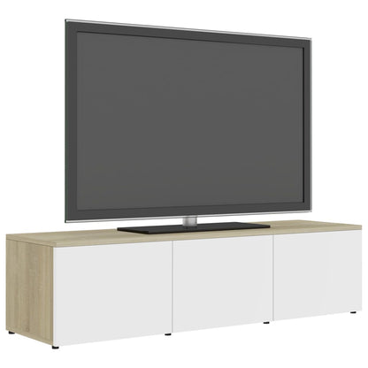 Mobile TV Bianco e Rovere Sonoma 120x34x30 cm Legno Multistrato - homemem39