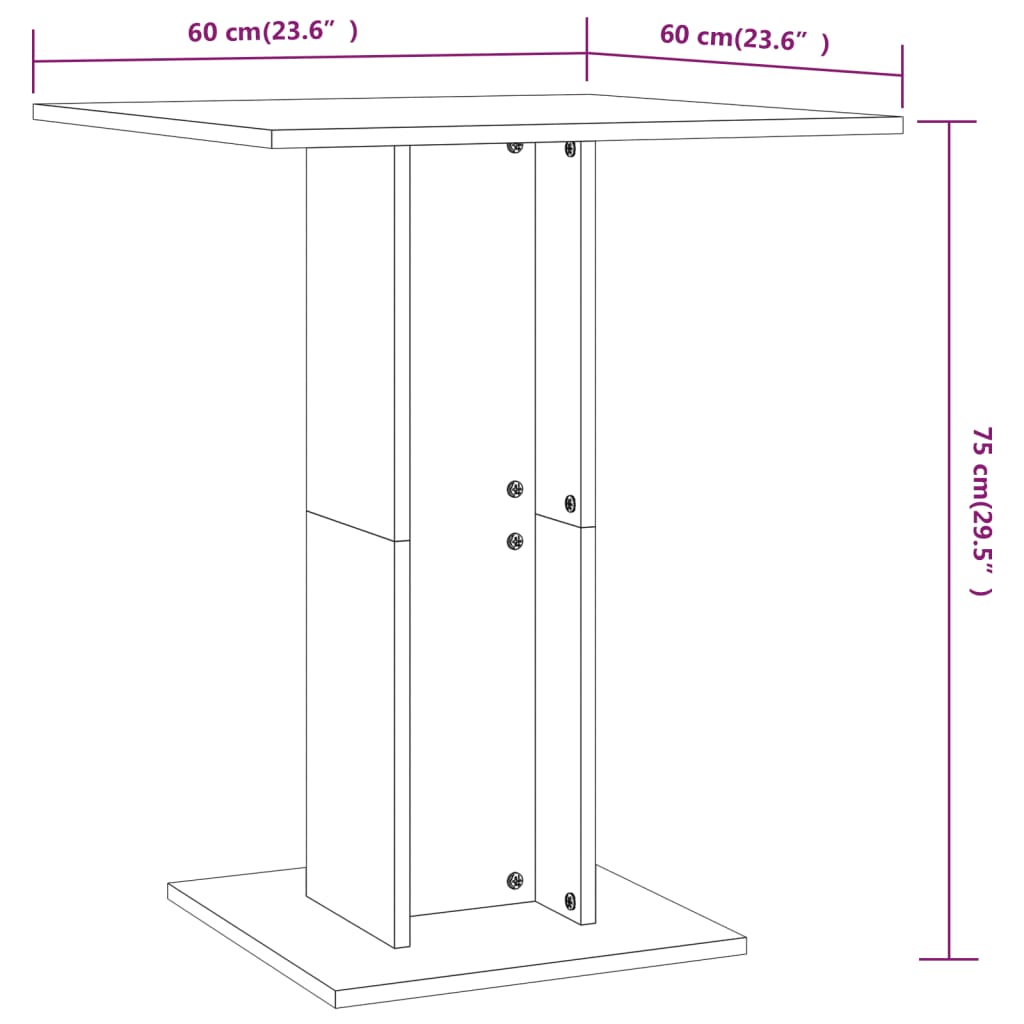 Tavolo da Bistrot Bianco 60x60x75 cm in Legno Multistrato - homemem39