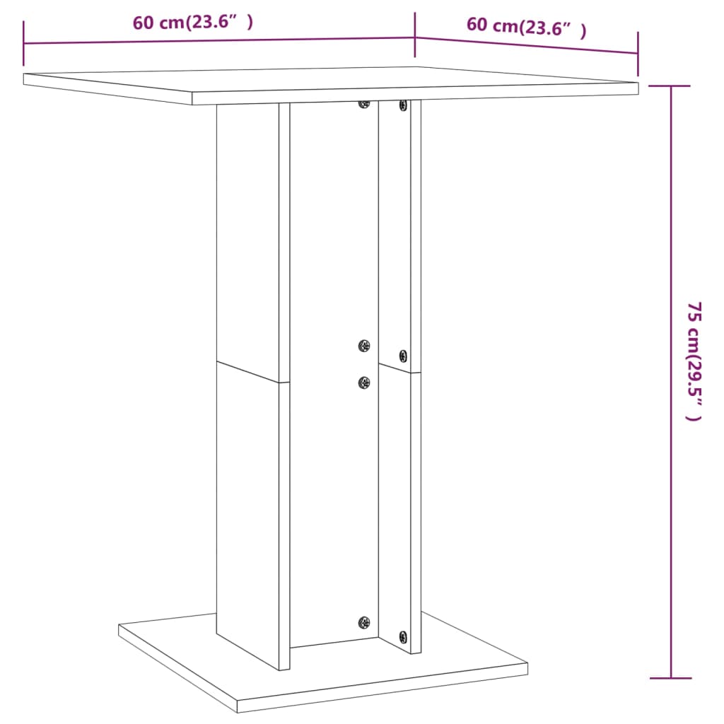 Tavolo da Bistrot Nero 60x60x75 cm in Truciolato - homemem39