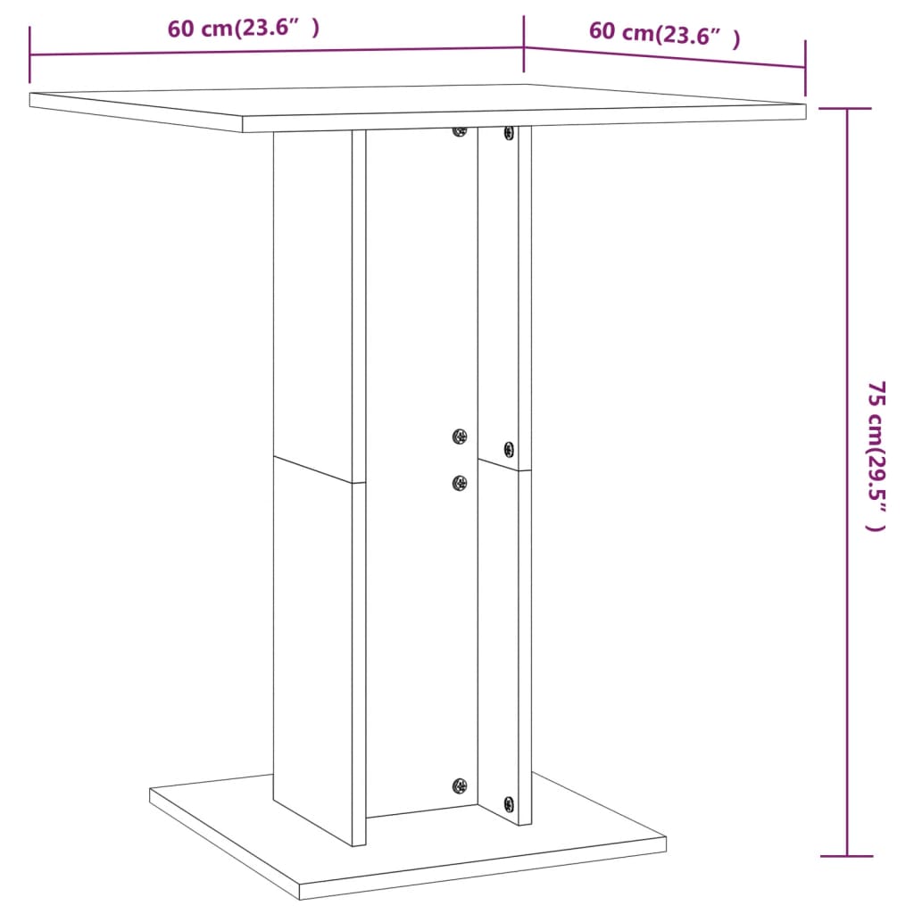 Tavolo da Bistrot Rovere Sonoma 60x60x75 cm in Truciolato - homemem39