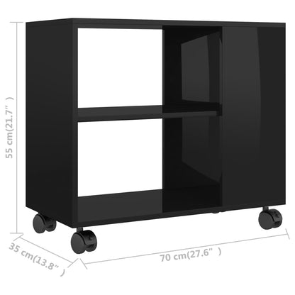 Tavolino da Salotto Nero Lucido 70x35x55cm in Legno Multistrato - homemem39