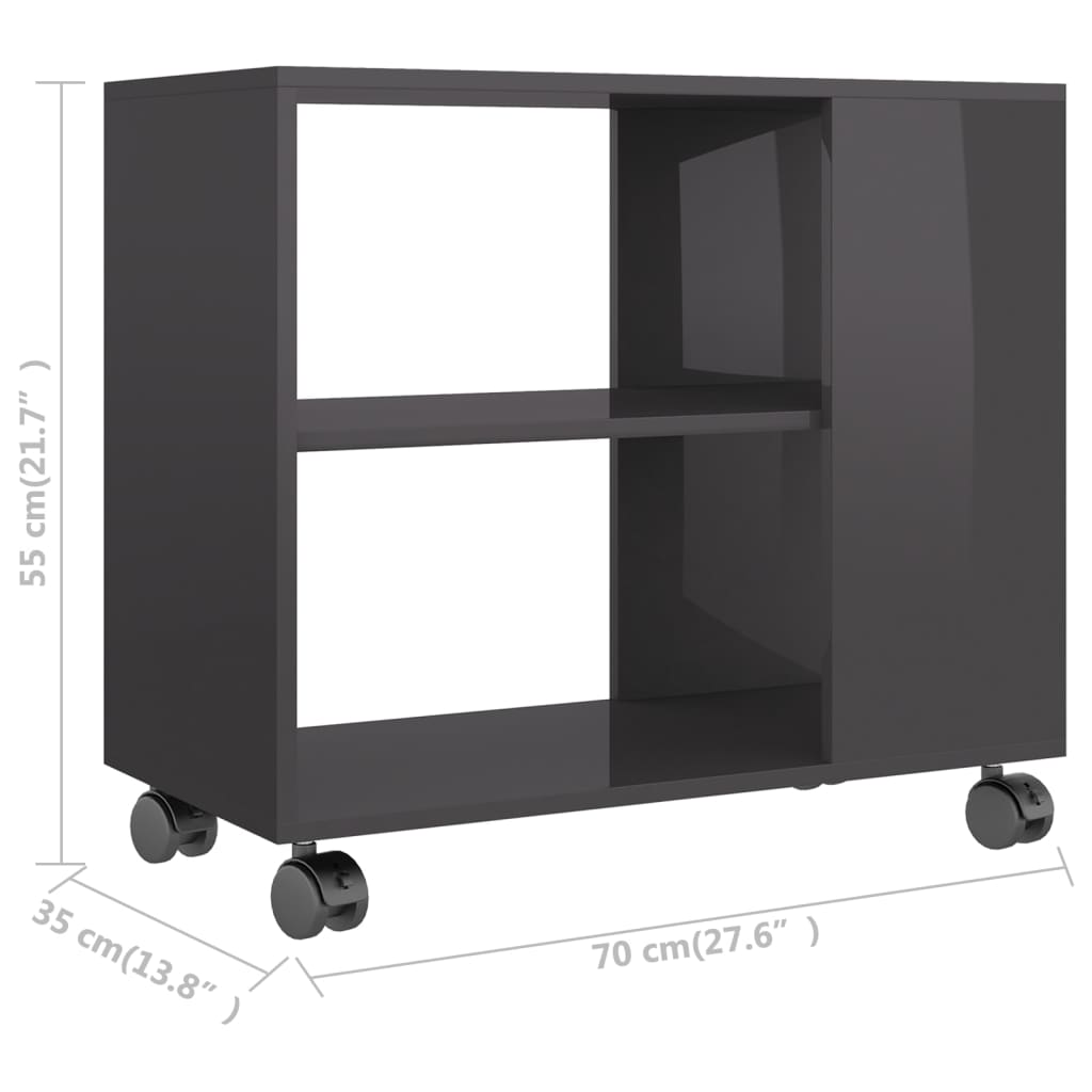 Tavolino da Salotto Grigio Lucido 70x35x55 cm Legno Multistrato - homemem39