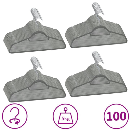 Set Appendiabiti 100 pz Antiscivolo Grigio in Velluto - homemem39