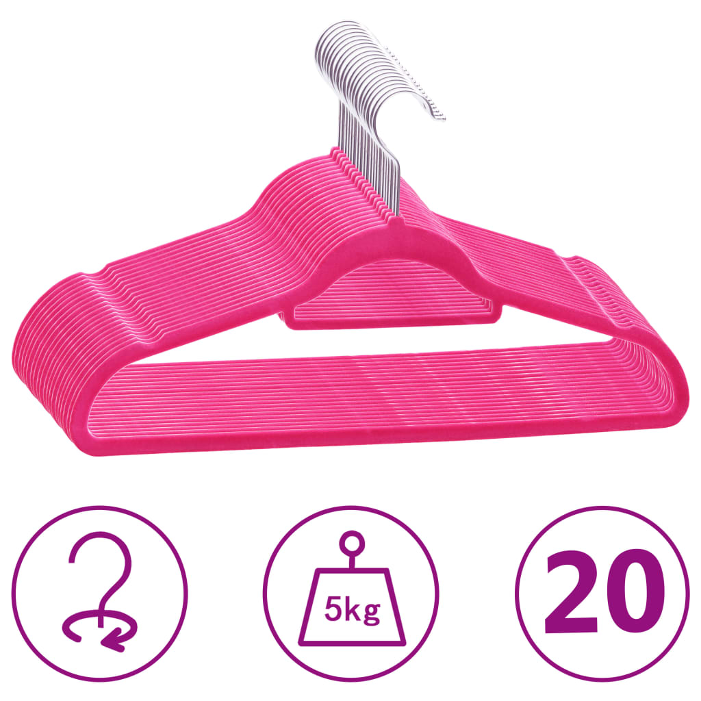 Set Appendiabiti 20 pz Antiscivolo Rosa in Velluto - homemem39