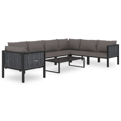 idaXL Divano Angolare Modulare Bracciolo Sinistro Polyrattan Antracite - homemem39