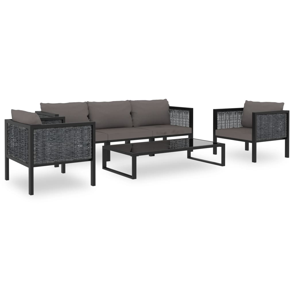 Set Divani da Giardino 6 pz con Cuscini in Polyrattan Antracite - homemem39