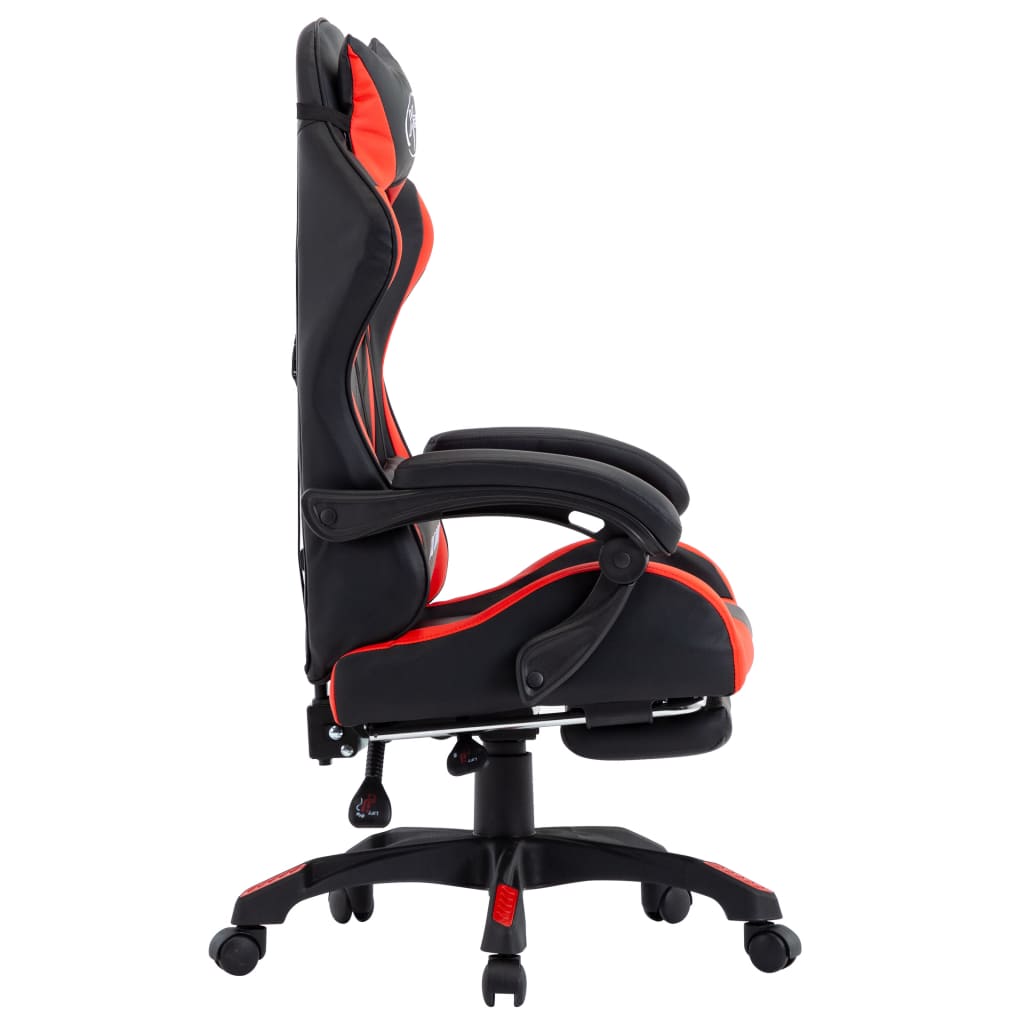 Sedia da Gaming con Poggiapiedi Rossa e Nera in Similpelle - homemem39