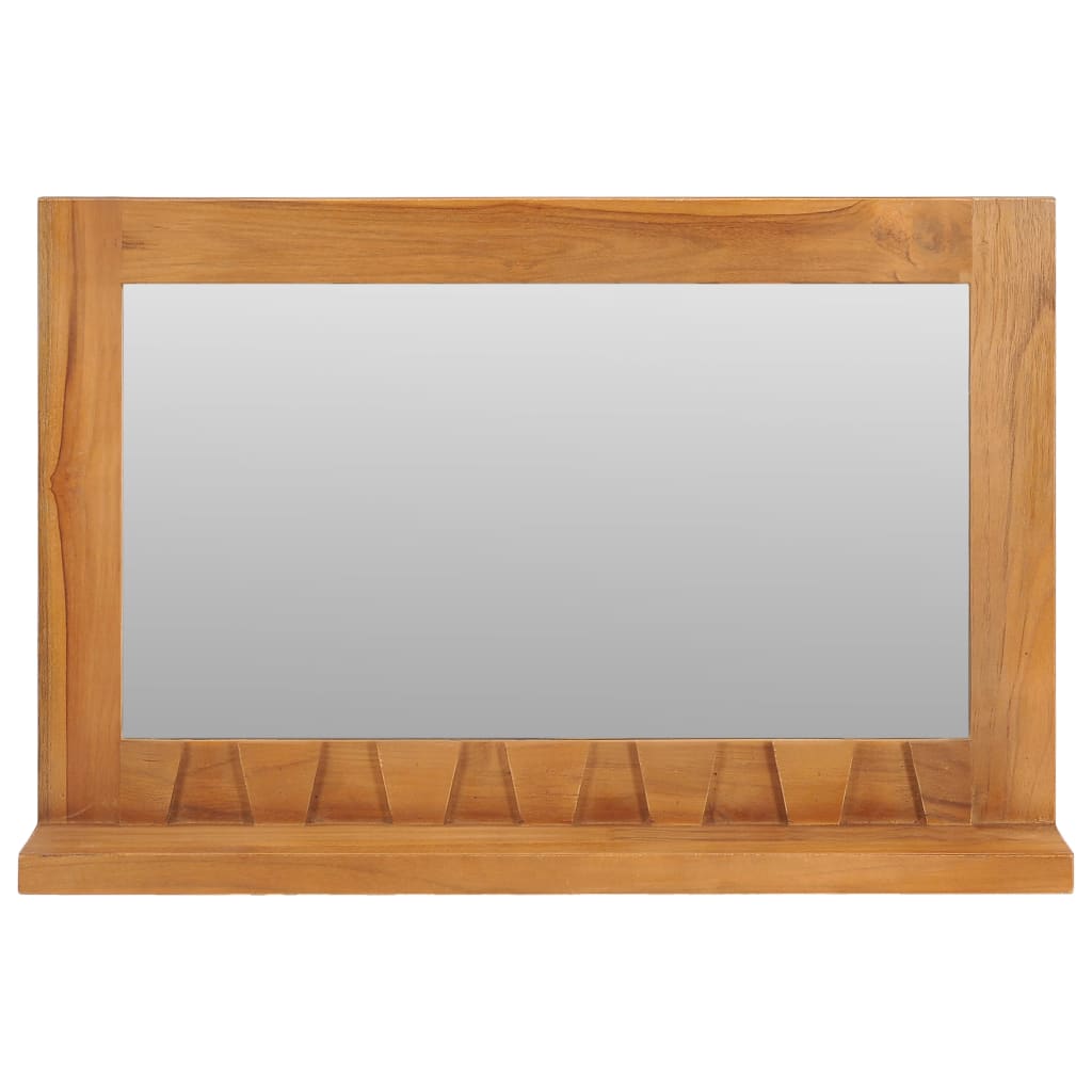 Specchio da Parete con Mensola 60x12x40 cm in Massello di Teak - homemem39