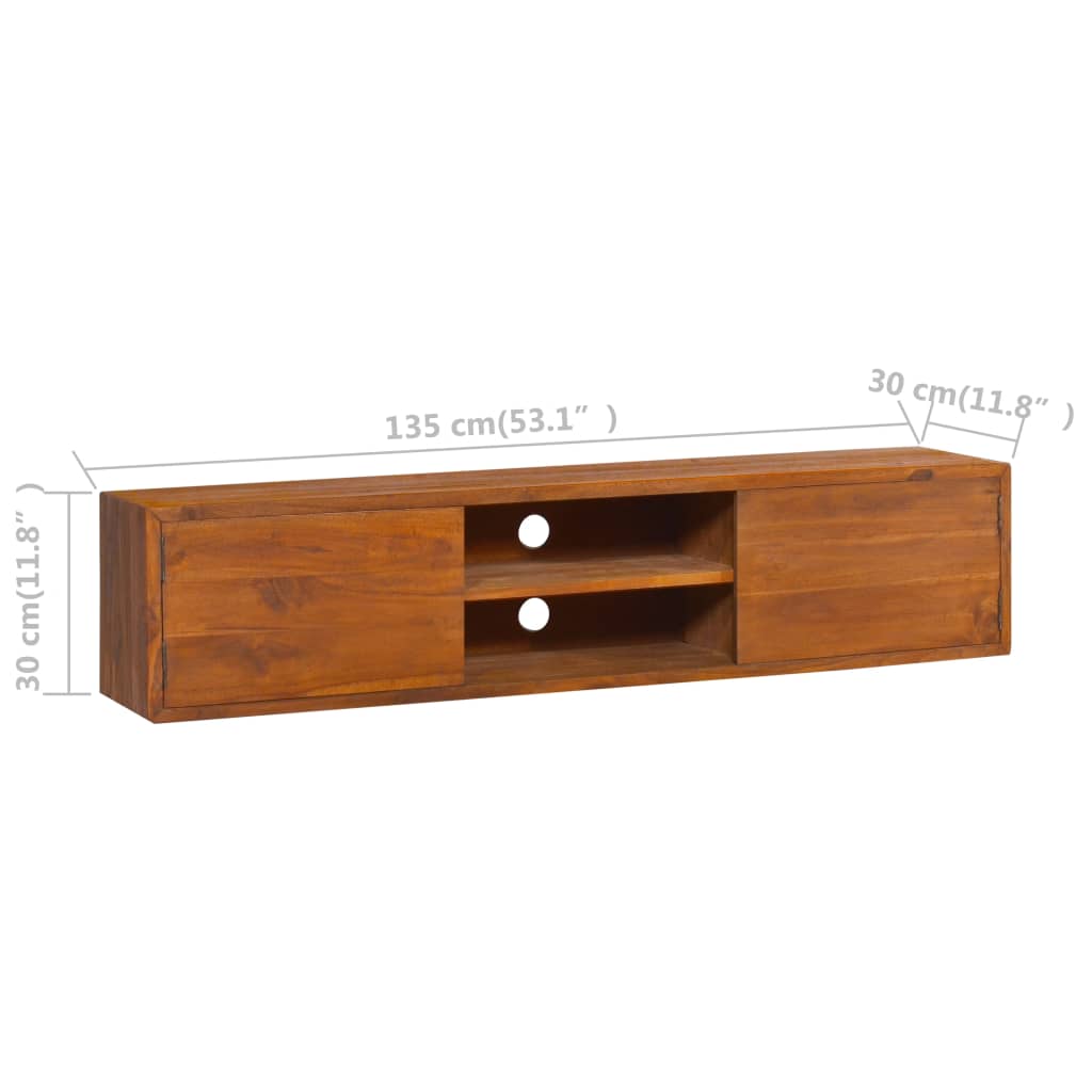 Mobile TV a Parete 135x30x30 cm in Legno Massello di Teak - homemem39