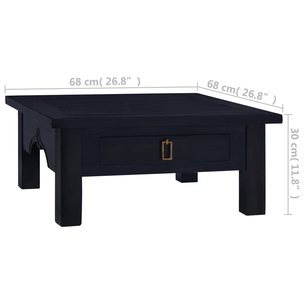 Tavolino Salotto Nero Chiaro 68x68x30 cm in Massello di Mogano - homemem39