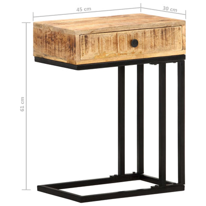 Tavolino Laterale a Forma di U 45x30x61 cm in Massello di Mango - homemem39